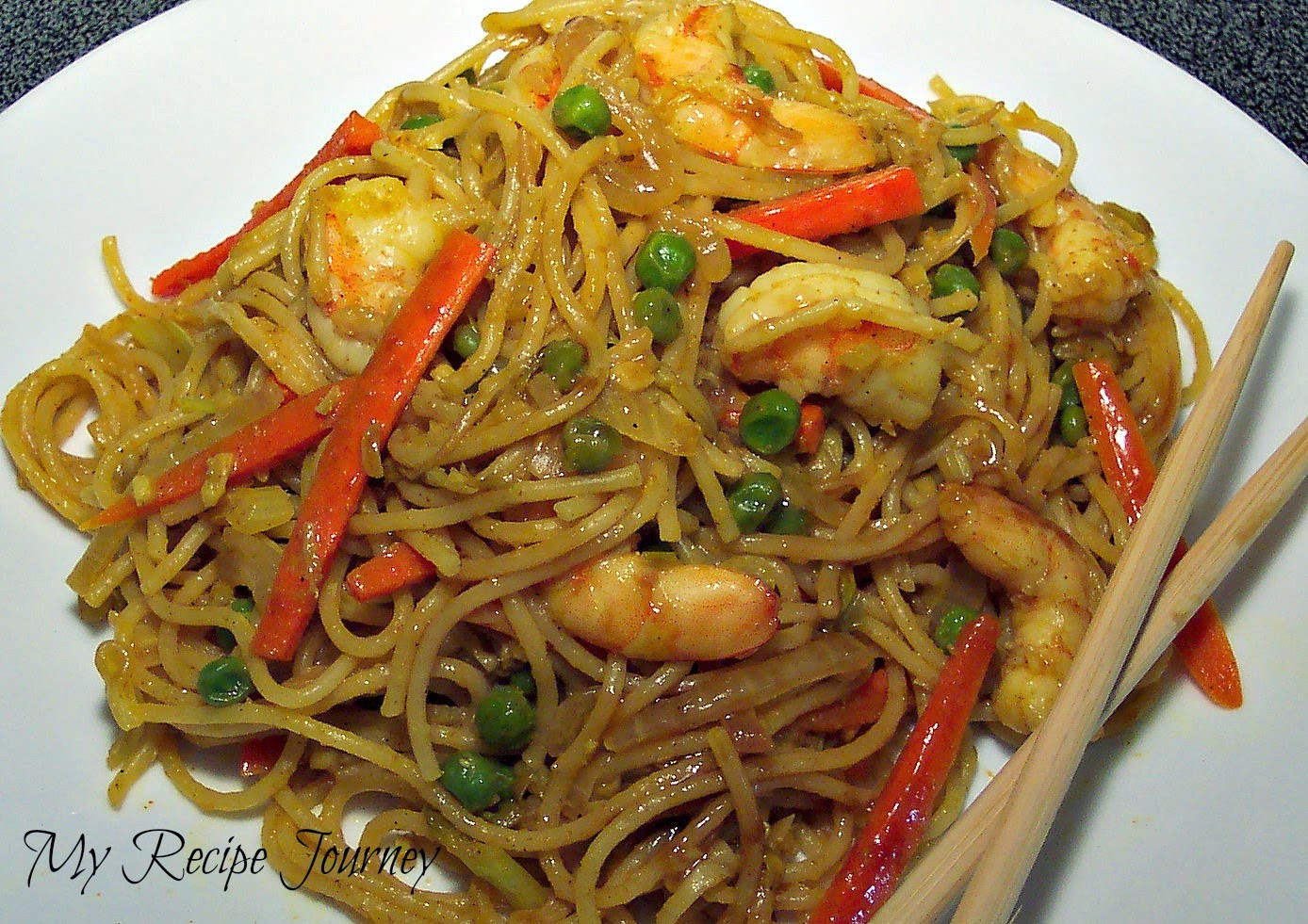 Asian Shrimp Noodles
 My Recipe Journey Singapore Noodles with Shrimp