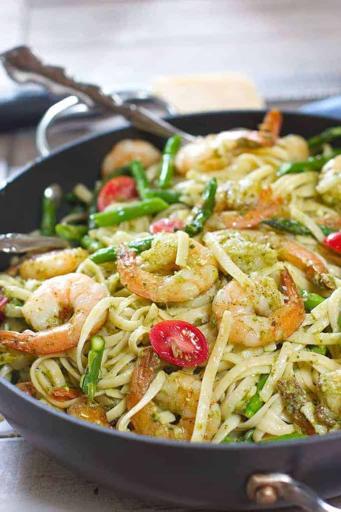 Asparagus Shrimp Pasta
 Shrimp Pesto Pasta with Asparagus