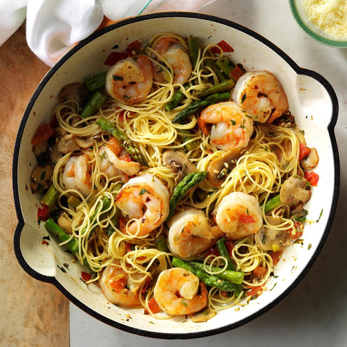 Asparagus Shrimp Pasta
 Asparagus n Shrimp with Angel Hair Recipe