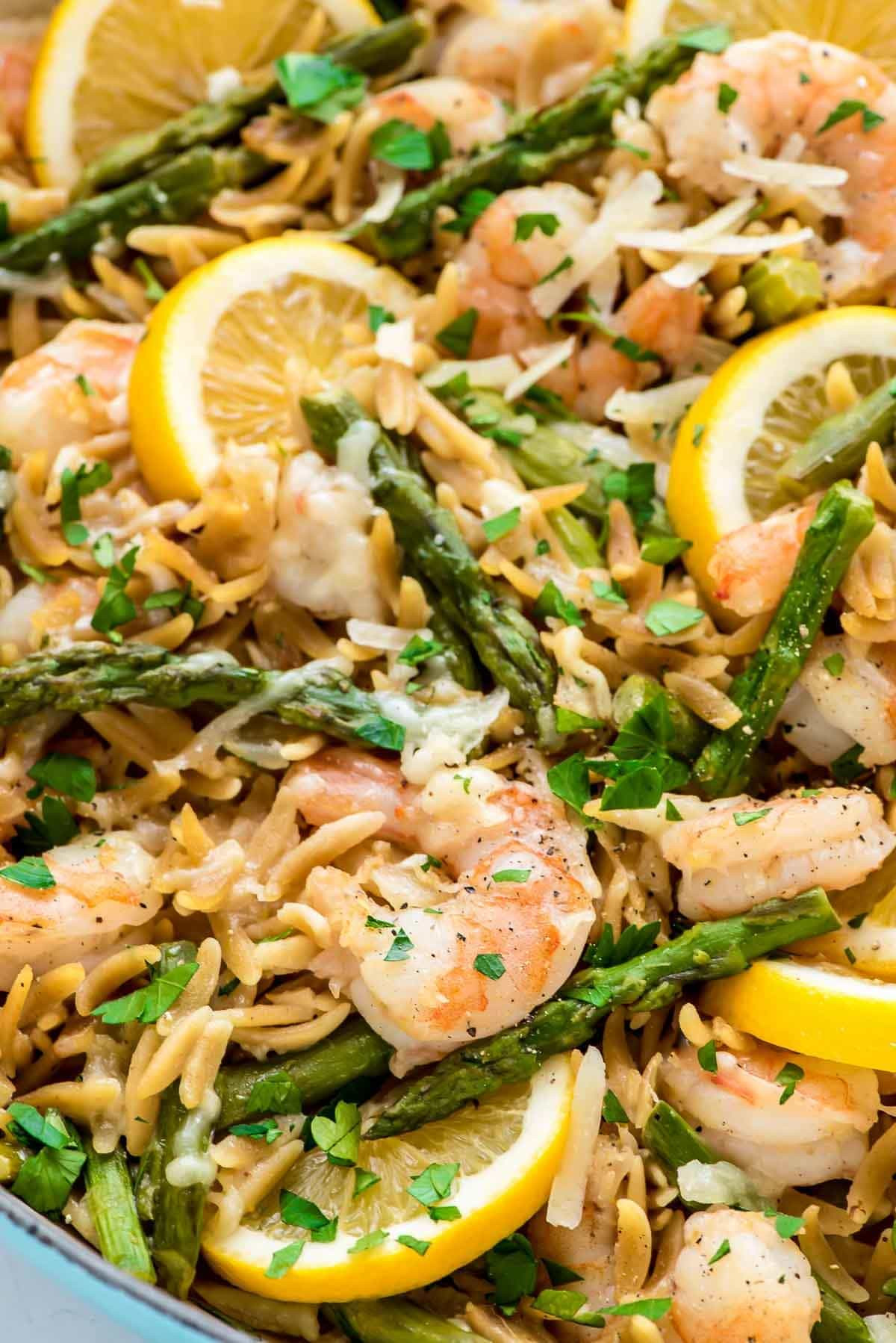 Asparagus Shrimp Pasta
 Lemon Shrimp Pasta with Orzo and Asparagus