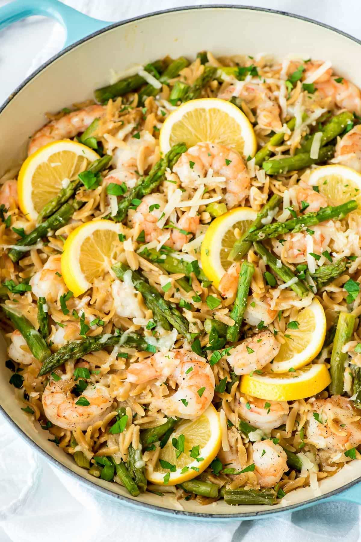 Asparagus Shrimp Pasta
 Lemon Shrimp Pasta with Orzo and Asparagus