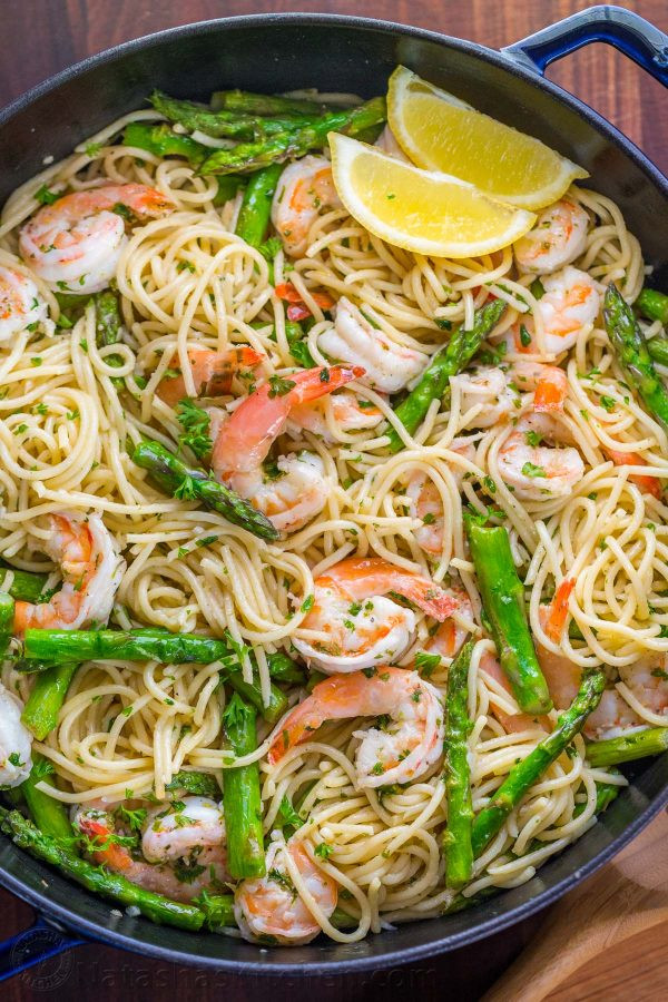 Asparagus Shrimp Pasta
 Shrimp Scampi Pasta with Asparagus VIDEO