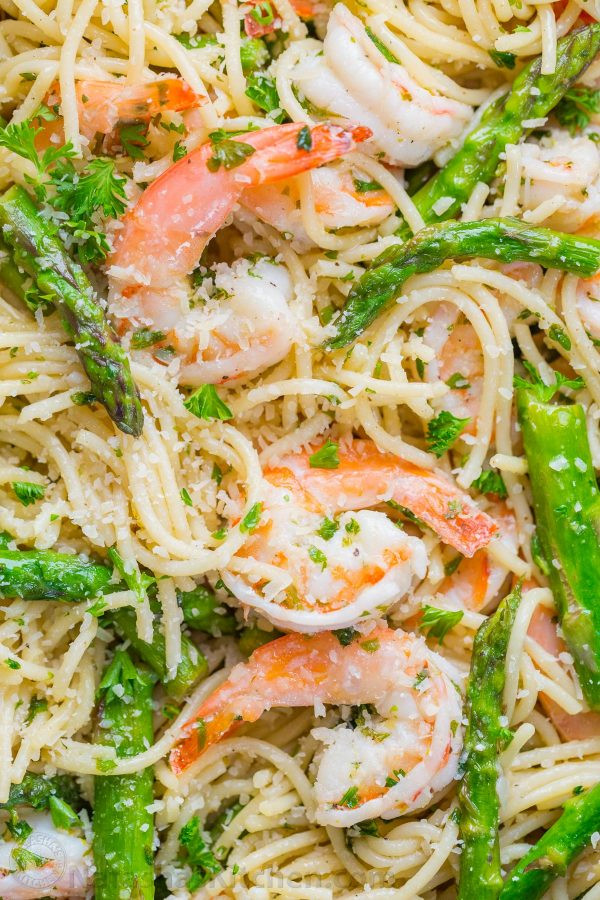 Asparagus Shrimp Pasta
 Shrimp Scampi Pasta with Asparagus VIDEO