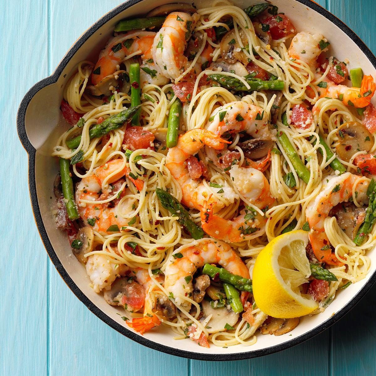 Asparagus Shrimp Pasta
 Asparagus n Shrimp with Angel Hair Recipe