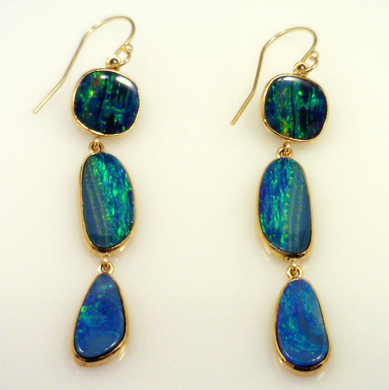 Australian Opal Earrings
 Natural Australian Opal Earrings Mainestone Jewelry