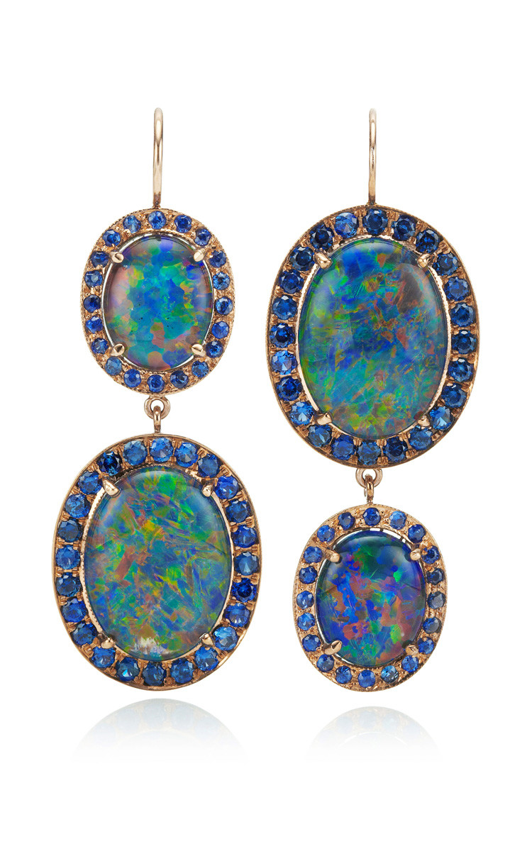 Australian Opal Earrings
 Lyst Andrea Fohrman Unique Oval Australian Opal and Blue