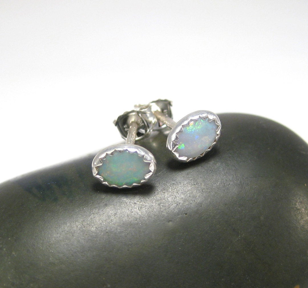 Australian Opal Earrings
 Australian Opal Stud Earrings Genuine Opal Earrings
