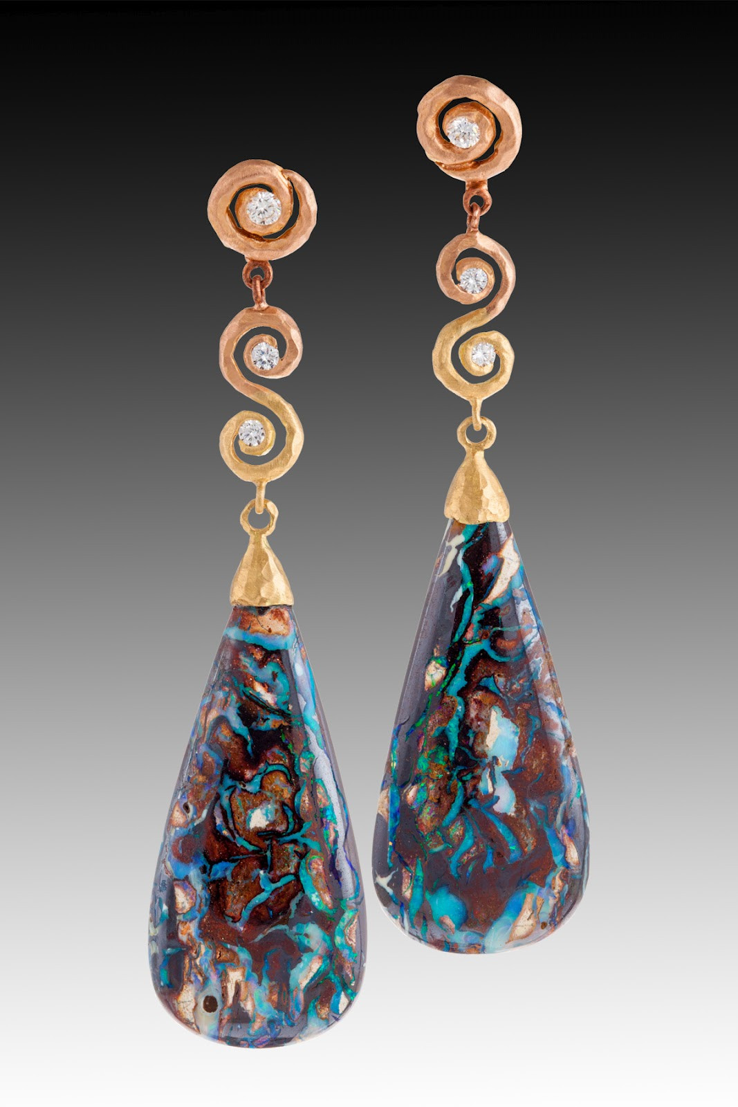 Australian Opal Earrings
 Pamela Froman Fine Jewelry Australian Yowah Boulder Opal