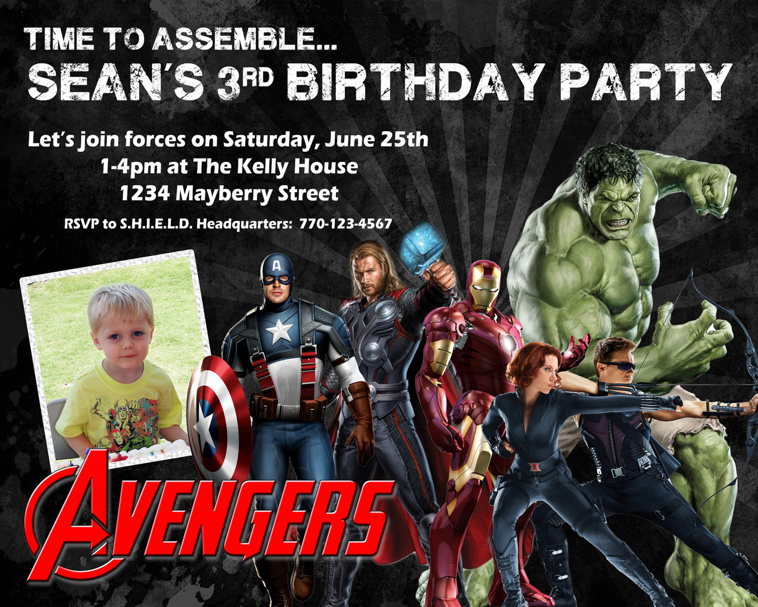 Avengers Birthday Invitation
 Avengers Birthday Invitation Design w Child s