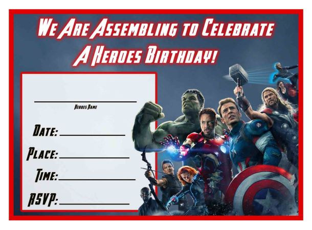 Avengers Birthday Invitation
 Free Avengers Age of Ultron Printable Birthday Invitation