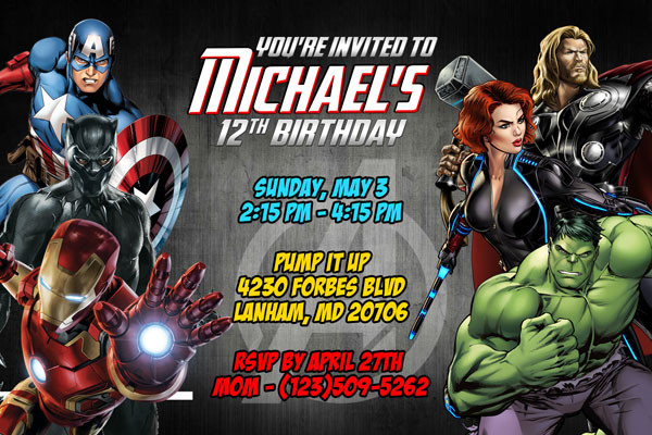 Avengers Birthday Invitation
 Avengers Invitations Superhero Printable