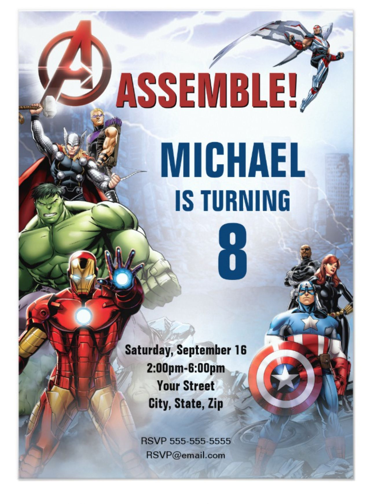 Avengers Birthday Invitation
 Marvel Avengers Birthday Invitation