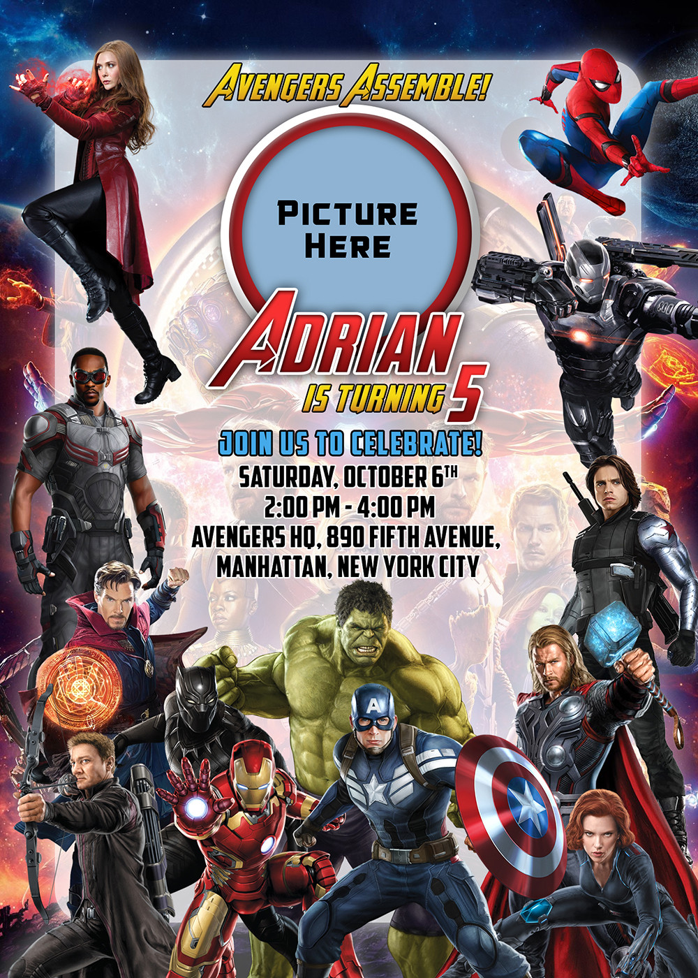 Avengers Birthday Invitations
 Avengers 5r Birthday Invitation