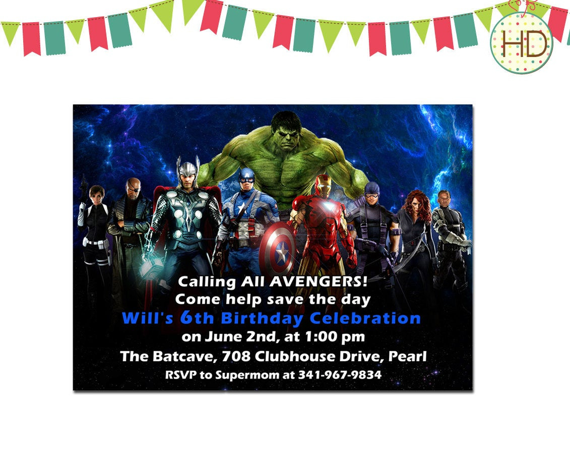 Avengers Birthday Invitations
 Avengers Birthday Invitation Avengers Superhero by