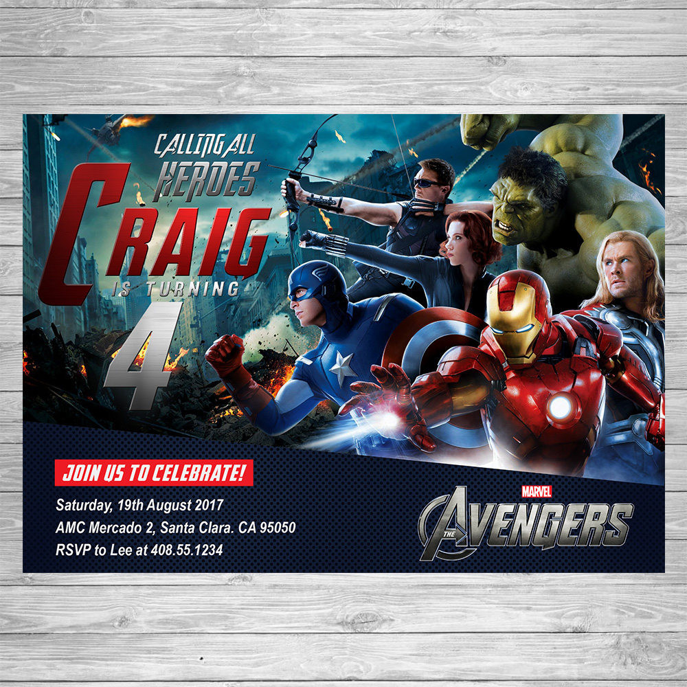 Avengers Birthday Invitations
 Avengers Birthday Invitation Avengers Party Invite Avengers