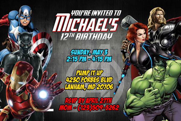 Avengers Birthday Invitations
 Avengers Invitations Superhero Printable