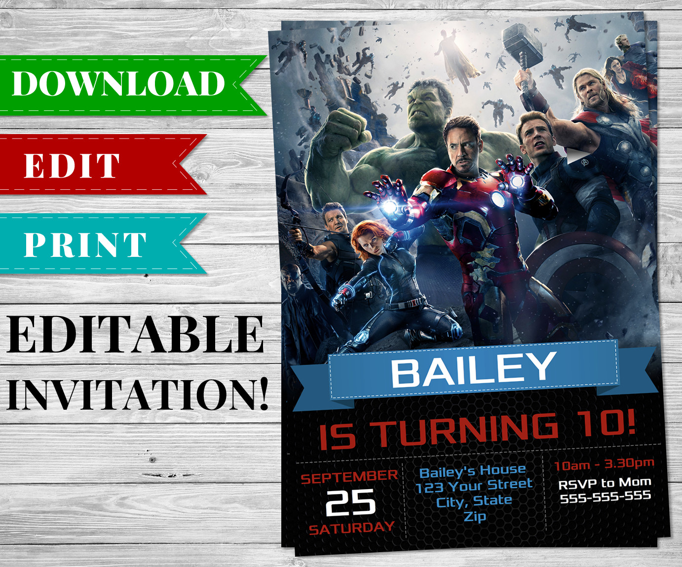 Avengers Birthday Invitations
 Printable Avengers Invitation PDF Printable Birthday