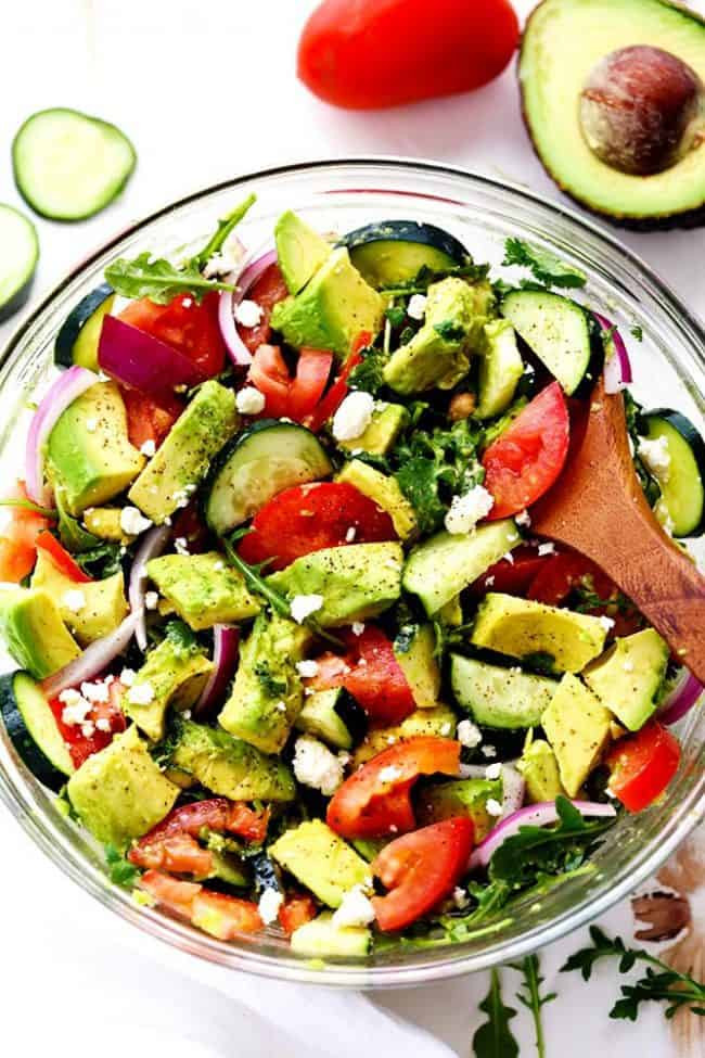 Avocado Tomato Salad
 Avocado Tomato and Cucumber Arugula Salad