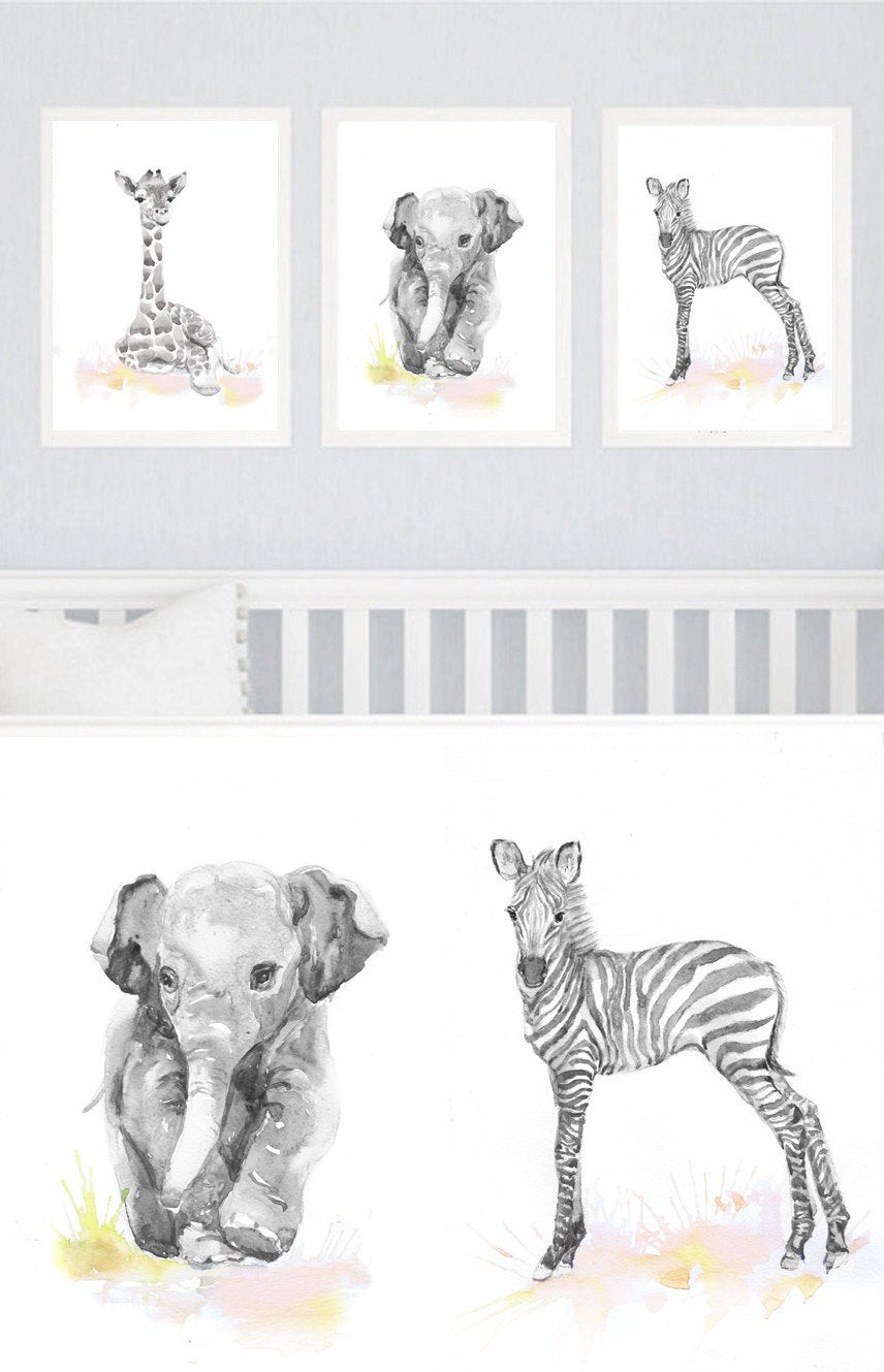 Baby Animals Nursery Decor
 Neutral Nursery Decor Set of 3 prints Baby Animals Nursery