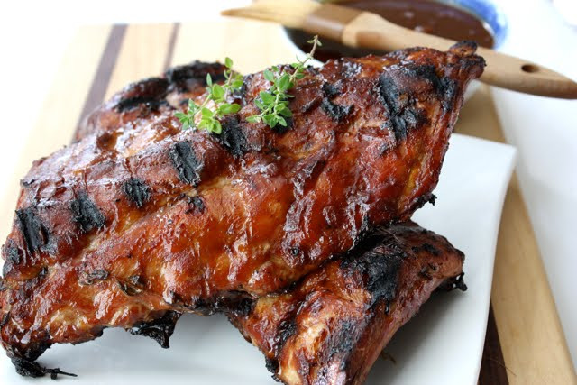 Baby Back Rib Recipes Grill
 Grilled Baby Back Pork Ribs with Molasses & Bourbon Sauce