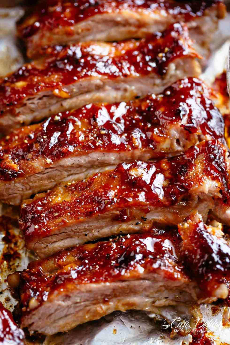 Baby Back Rib Recipes Oven
 Sticky Oven Barbecue Ribs Cafe Delites