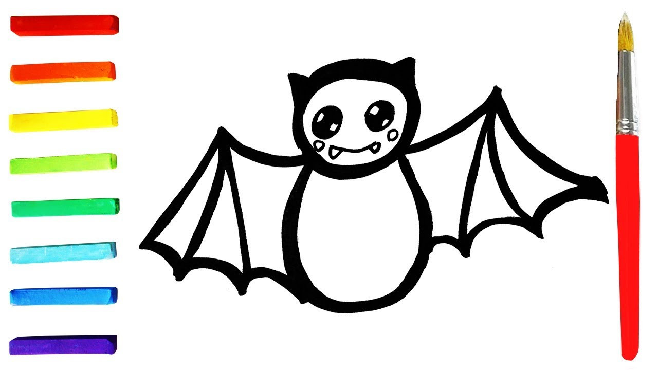 Baby Bat Coloring Pages
 Baby bat coloring and drawing for Children