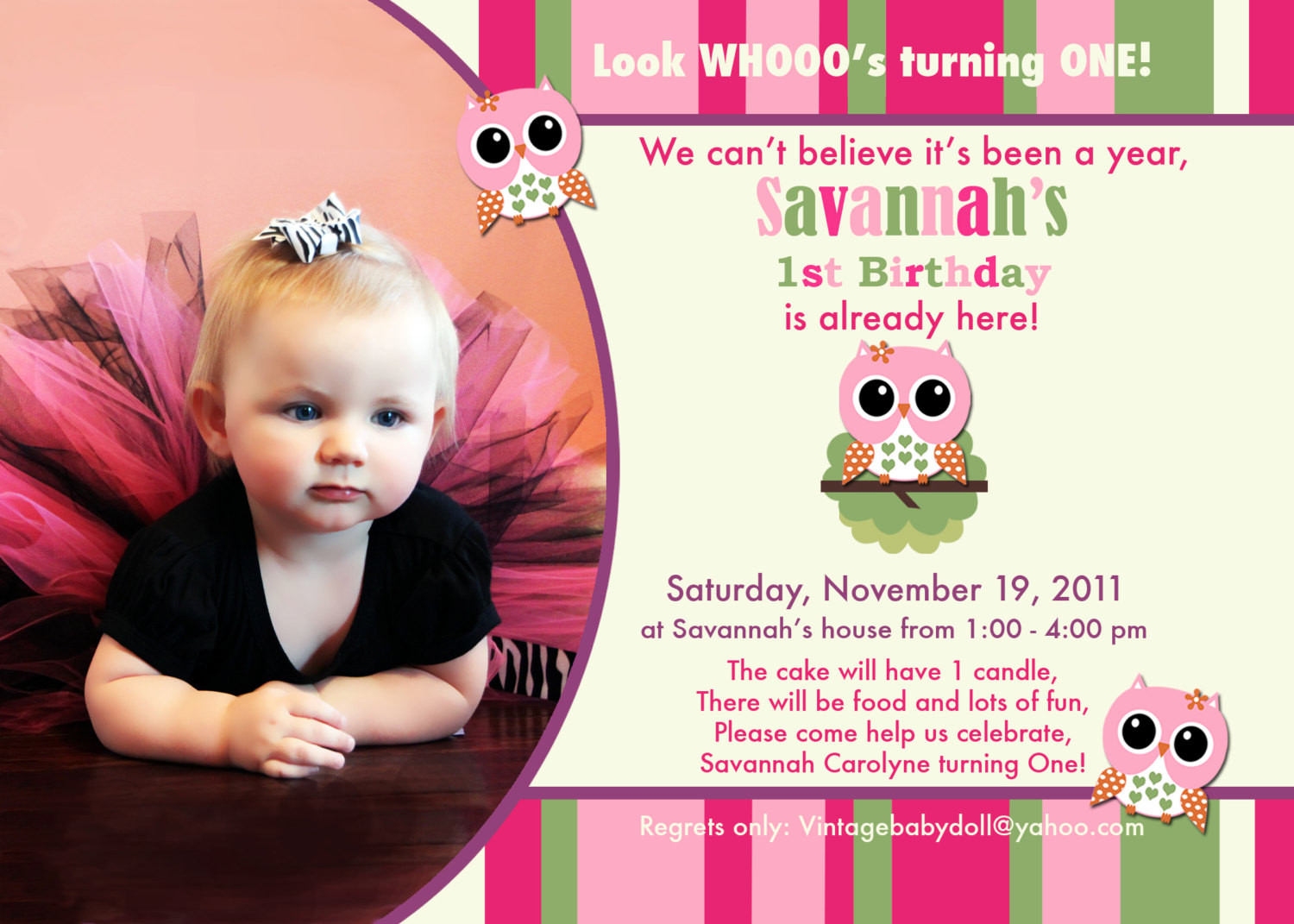 Baby Birthday Invitations
 Owl 1st Birthday Invitations Ideas – Bagvania