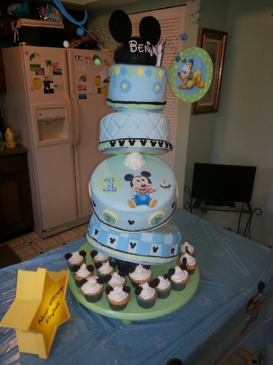Baby Boys First Birthday Cake
 Baby Mickey Cake For Boy First Birthday CakeCentral