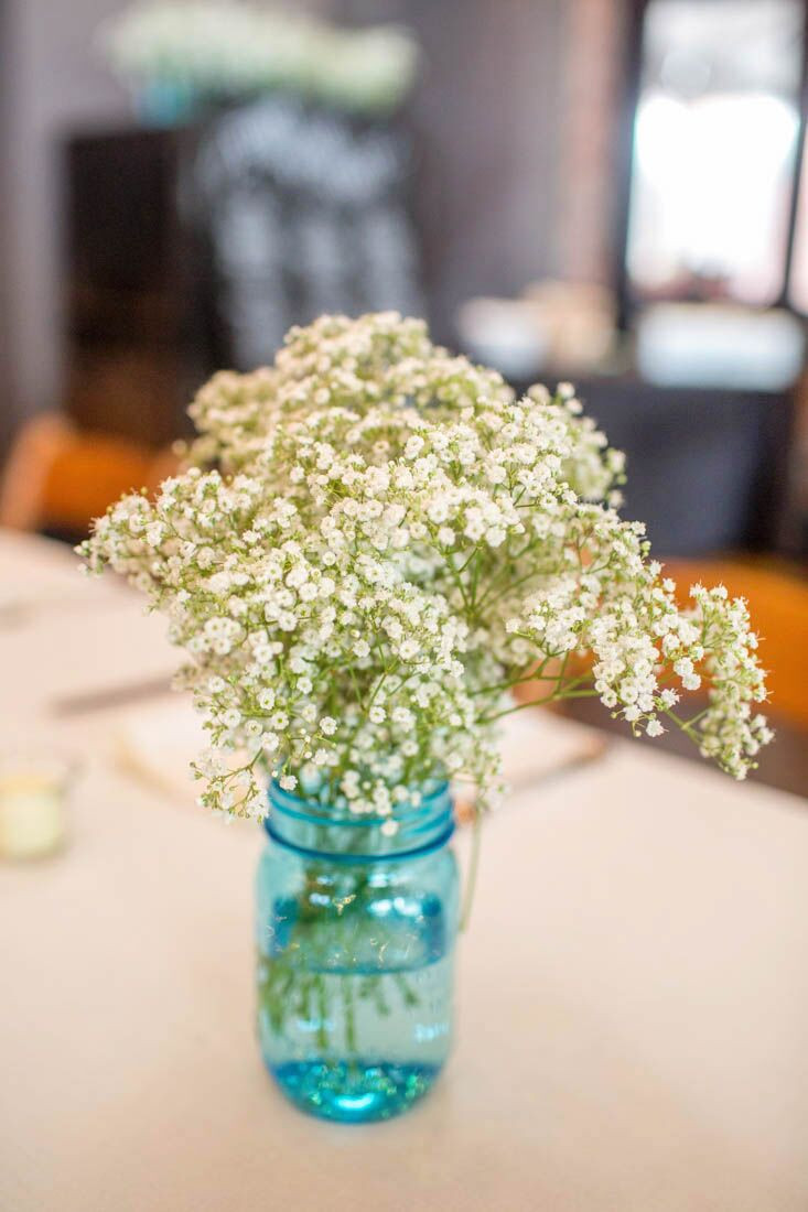 Baby Breath Centerpiece Diy
 DIY Baby s Breath Centerpieces in Blue Mason Jars