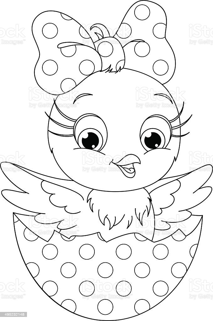 Baby Chick Coloring
 Chicken Coloring Page Stock Illustration Download Image