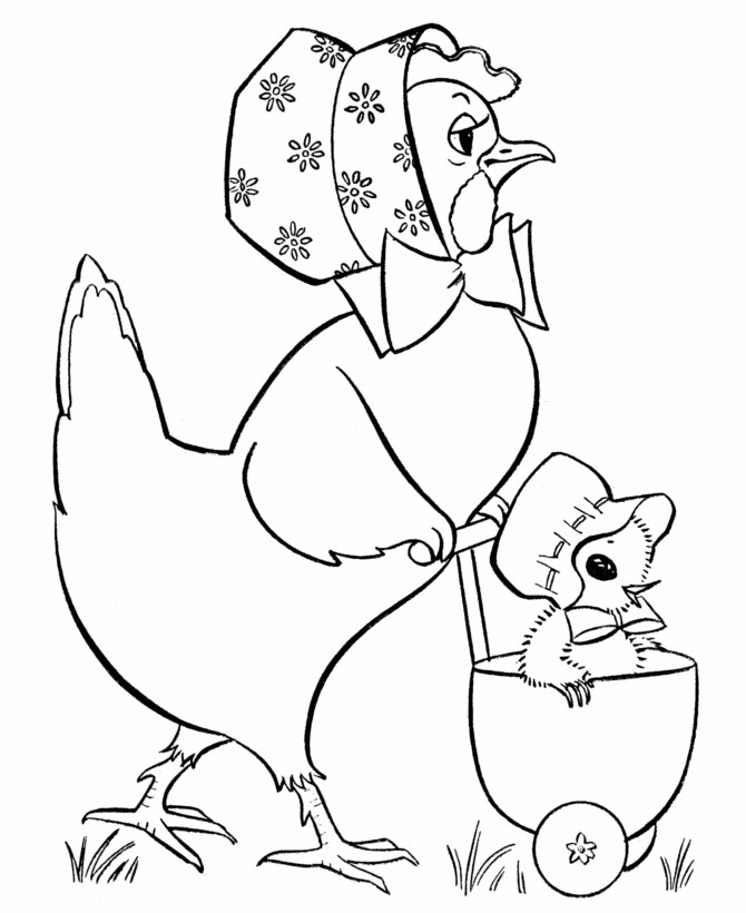 Baby Chicks Coloring Pages
 Easter Chick Coloring Pages Baby stroller chick easter