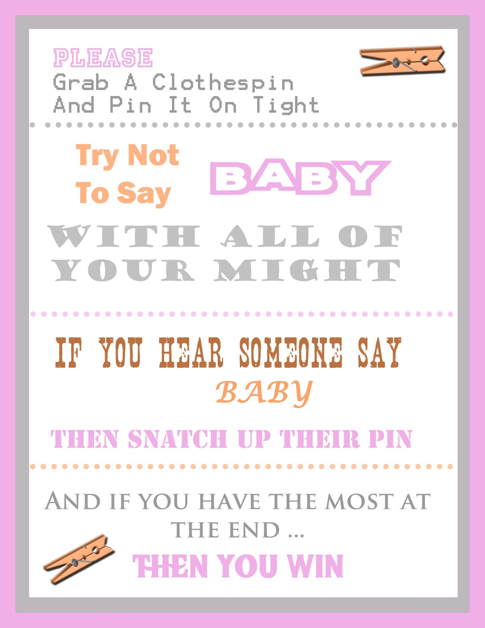 Baby Fashion Games
 The Clothespin Baby Shower Game