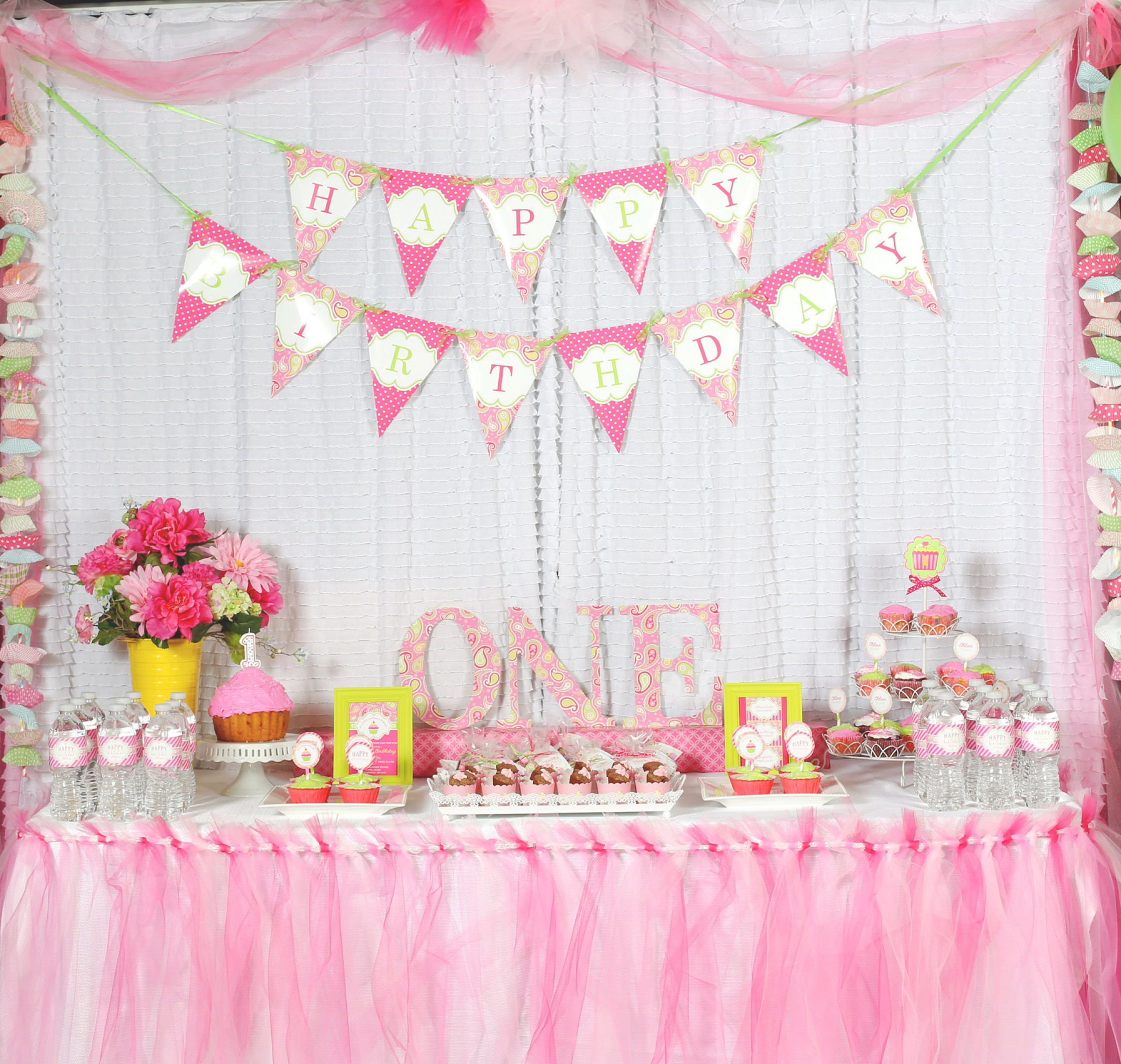 Baby Girl 1st Birthday Decoration Ideas
 A Cupcake Themed 1st Birthday party with Paisley and Polka