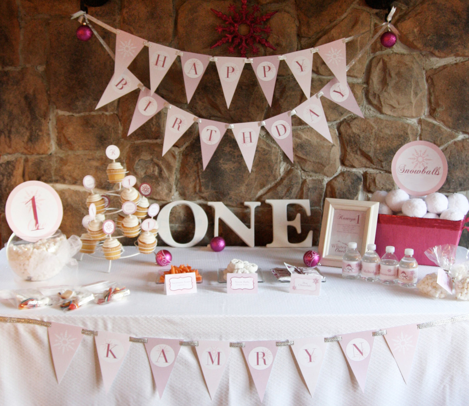 Baby Girl 1st Birthday Decorations
 Winter ONEderland Birthday Party Theme Baby Girl s First