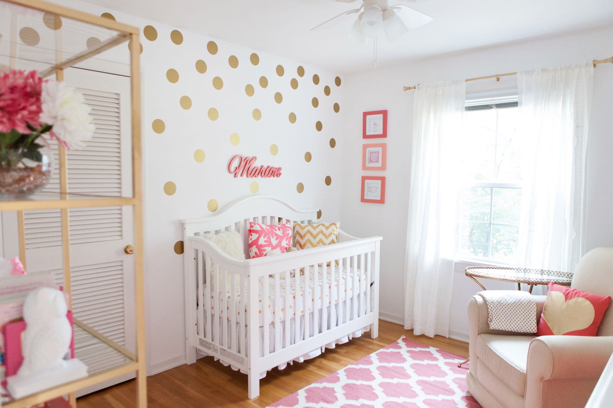 Baby Girl Wall Decorating Ideas
 Marion s Coral and Gold Polka Dot Nursery Project Nursery