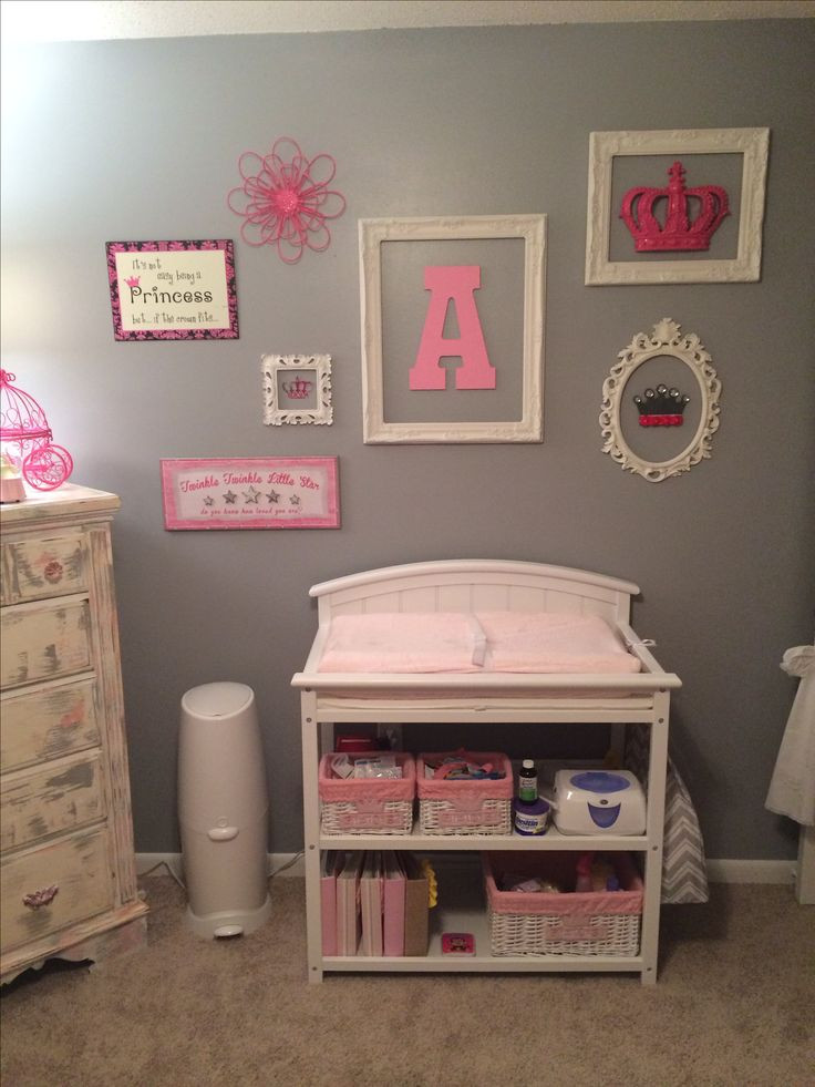 Baby Girl Wall Decorating Ideas
 Baby girls nursery Pink and gray DIY wall decor