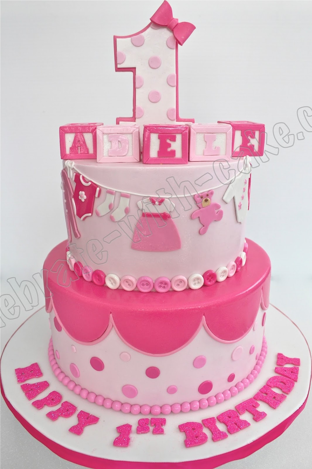 Baby Girls 1St Birthday Cake
 Celebrate with Cake 1st Birthday Baby Girl Tier Cake