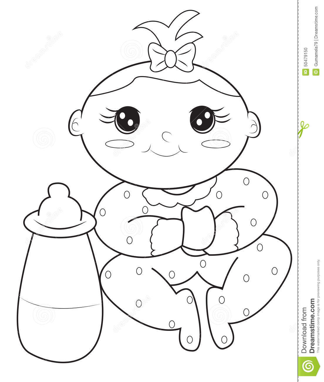 Baby Girls Coloring Pages
 Baby girl coloring page stock illustration Illustration