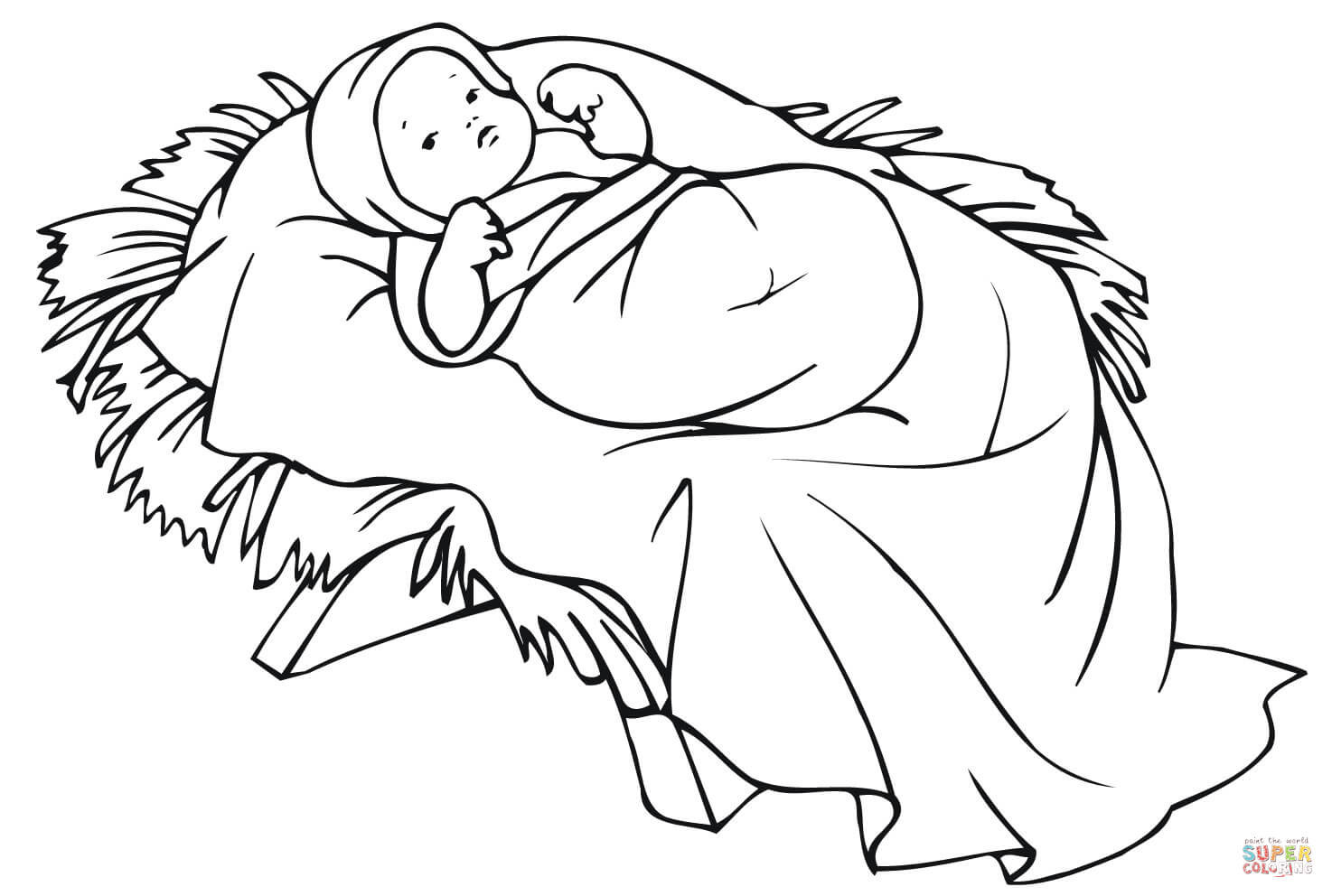 Baby Jesus Coloring Pages Printable Free
 Baby Jesus in a Manger coloring page