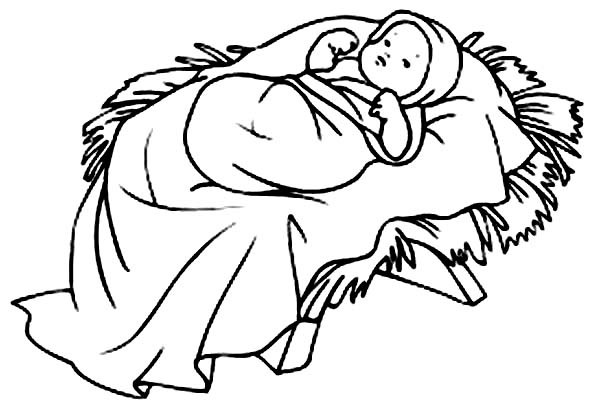 Baby Jesus Coloring Pages Printable Free
 Baby Jesus Born in a Manger Coloring Page Free Printable