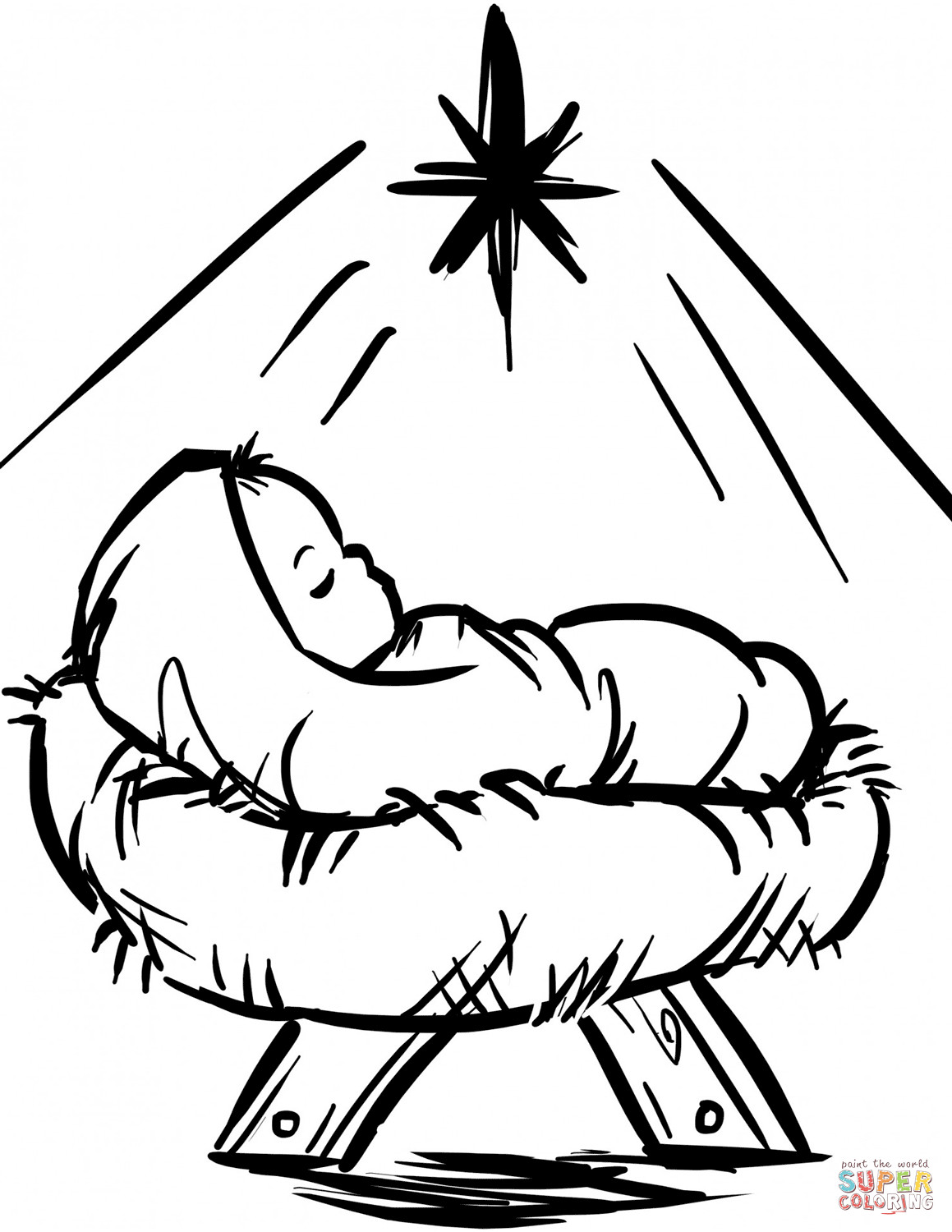 Baby Jesus Coloring Pages Printable Free
 Baby Jesus Manger Scene coloring page