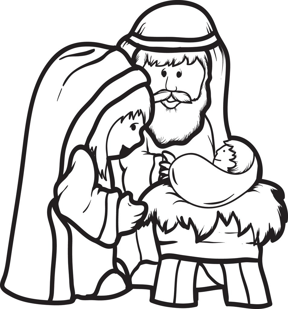 Baby Jesus Coloring Pages Printable Free
 FREE Printable Mary Joseph & Baby Jesus Coloring Page