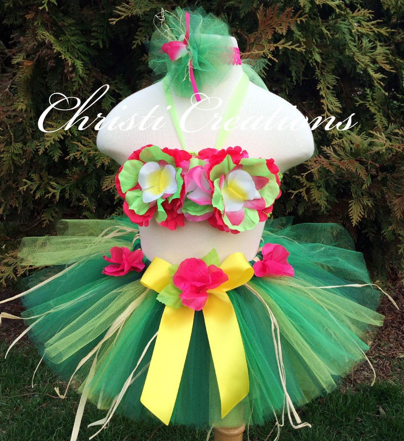 Baby Luau Party
 Girl Birthday Luau Outfit Hawaiian Luau Tutu Includes Grass