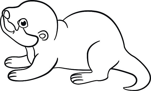 Baby Otter Coloring Pages
 River Otter Cartoons Illustrations Royalty Free Vector