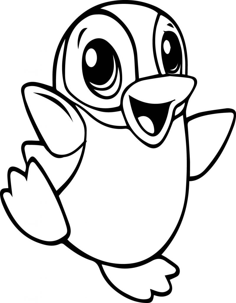 Baby Penguin Coloring Page
 Baby Penguin Cute Animal Coloring Page