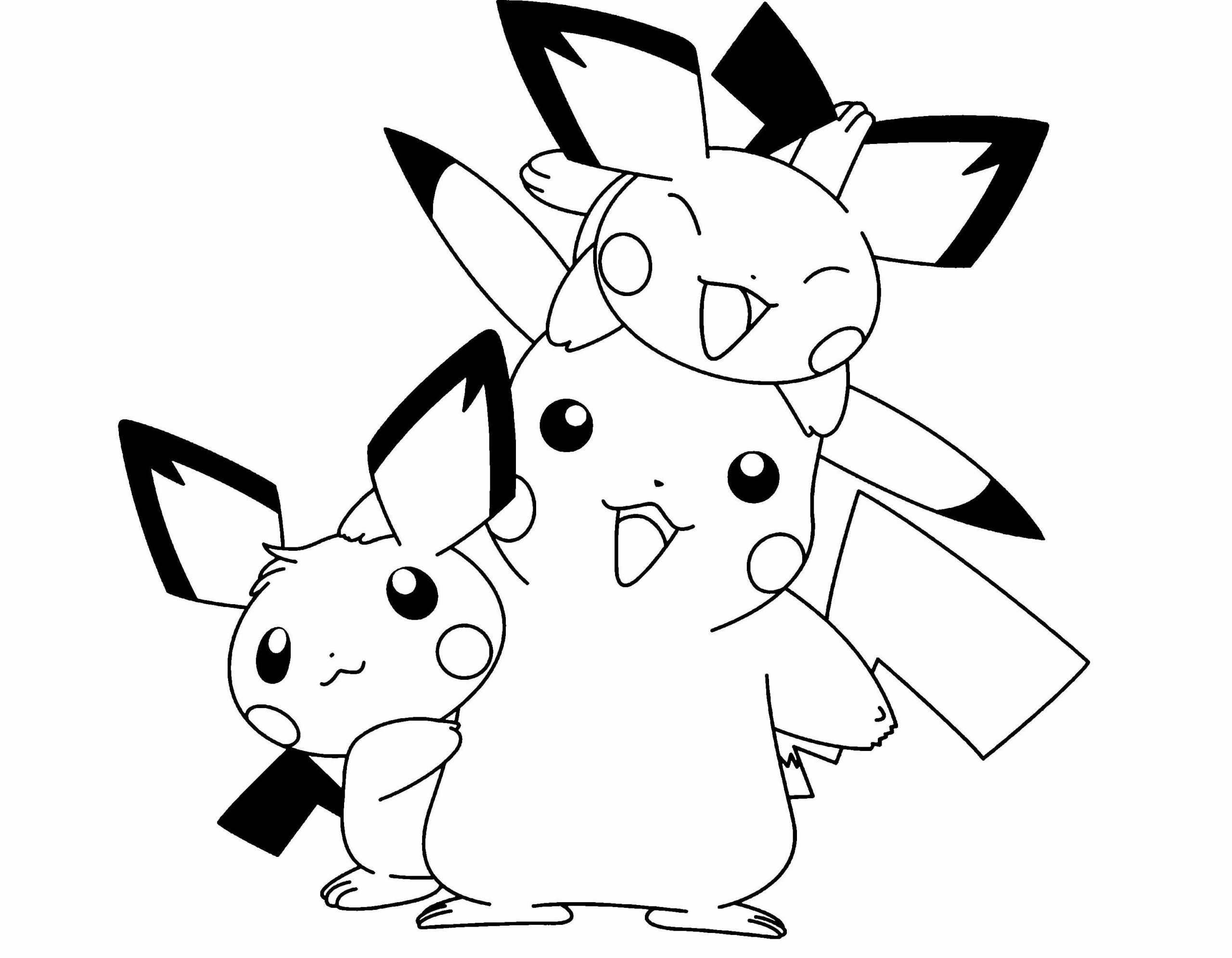 Baby Pikachu Coloring Pages
 Pokemon Pikachu And Two Friends Are Cute Coloring Page