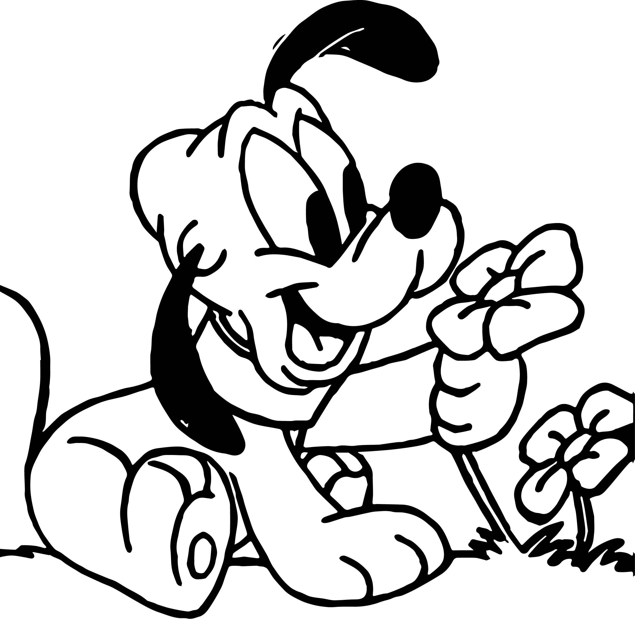 Baby Pluto Coloring Pages
 Baby Pluto Smell Flower Coloring Page