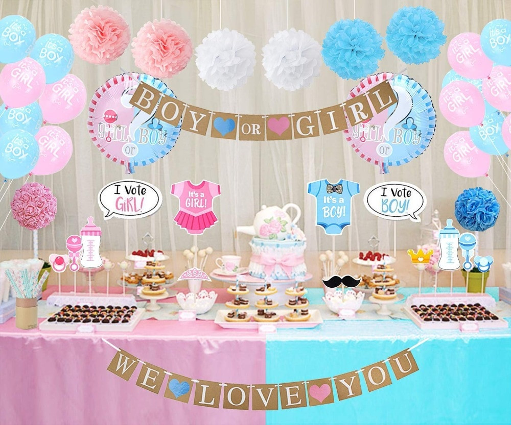 Baby Reveal Decoration Ideas
 Gender Reveal Party Decorations Boy or Girl Gender Reveal