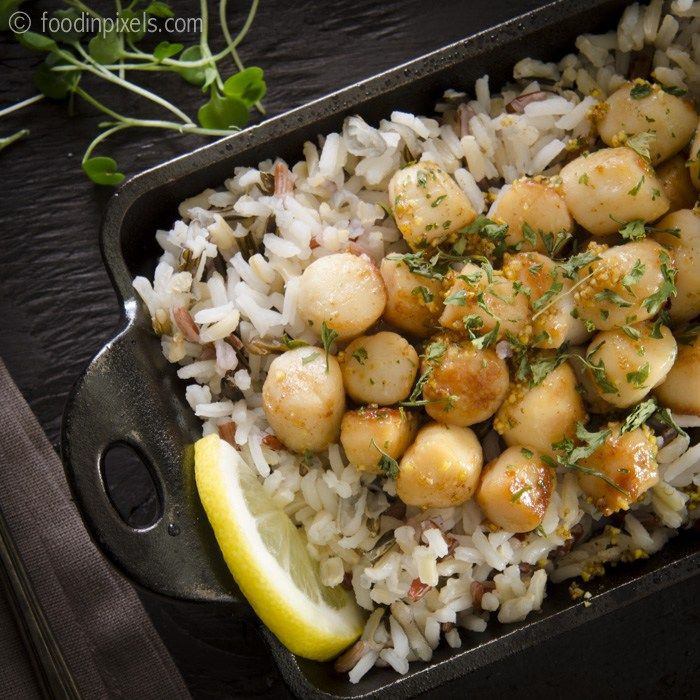 Baby Scallop Recipes
 Brown Butter and Cornmeal Baby Scallops over Rice