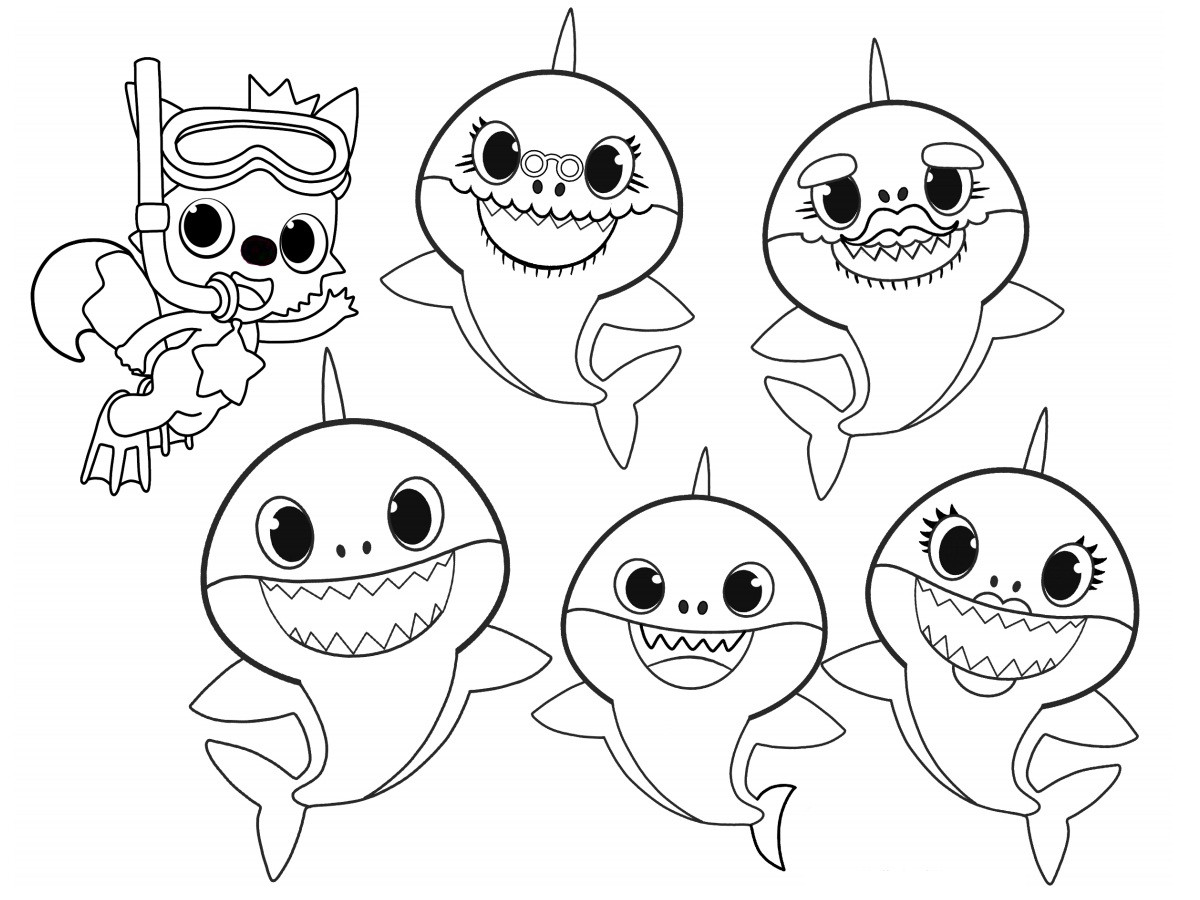 Baby Shark Coloring Page
 Pinkfong and Baby Shark Family Coloring Page Free